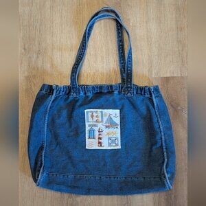 Vintage Northern Reflections Blue Denim Tote with Nautical Patch